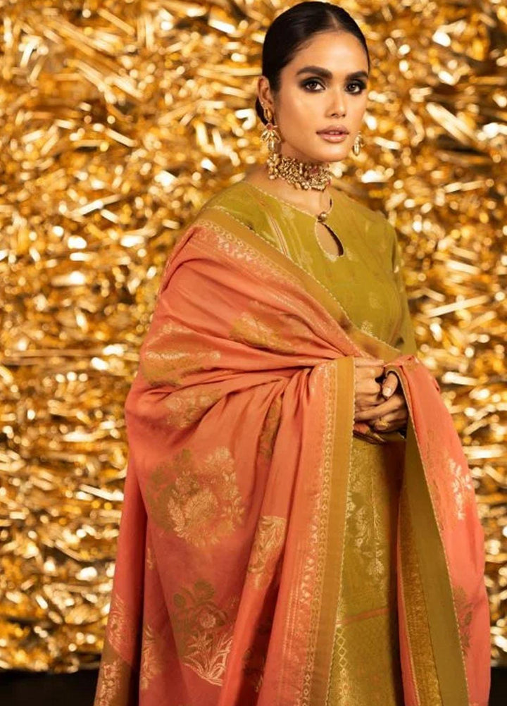 Al Karam Embroidered Jacquard  Suits Unstitched 3 Piece AK22FW FC-W-6B-22-3-Coral - Festive Collection