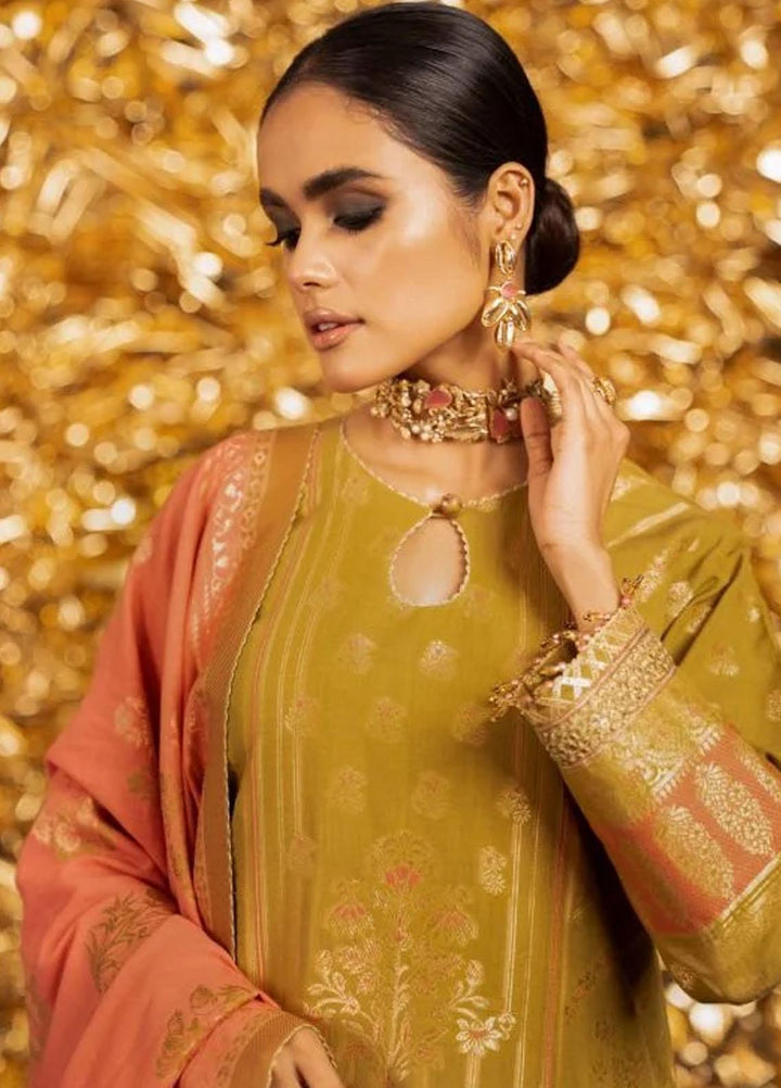 Al Karam Embroidered Jacquard  Suits Unstitched 3 Piece AK22FW FC-W-6B-22-3-Coral - Festive Collection