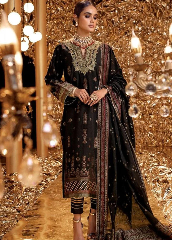 Al Karam Embroidered Jacquard  Suits Unstitched 3 Piece AK22FW FC-W-8B-22-3-Black - Festive Collection