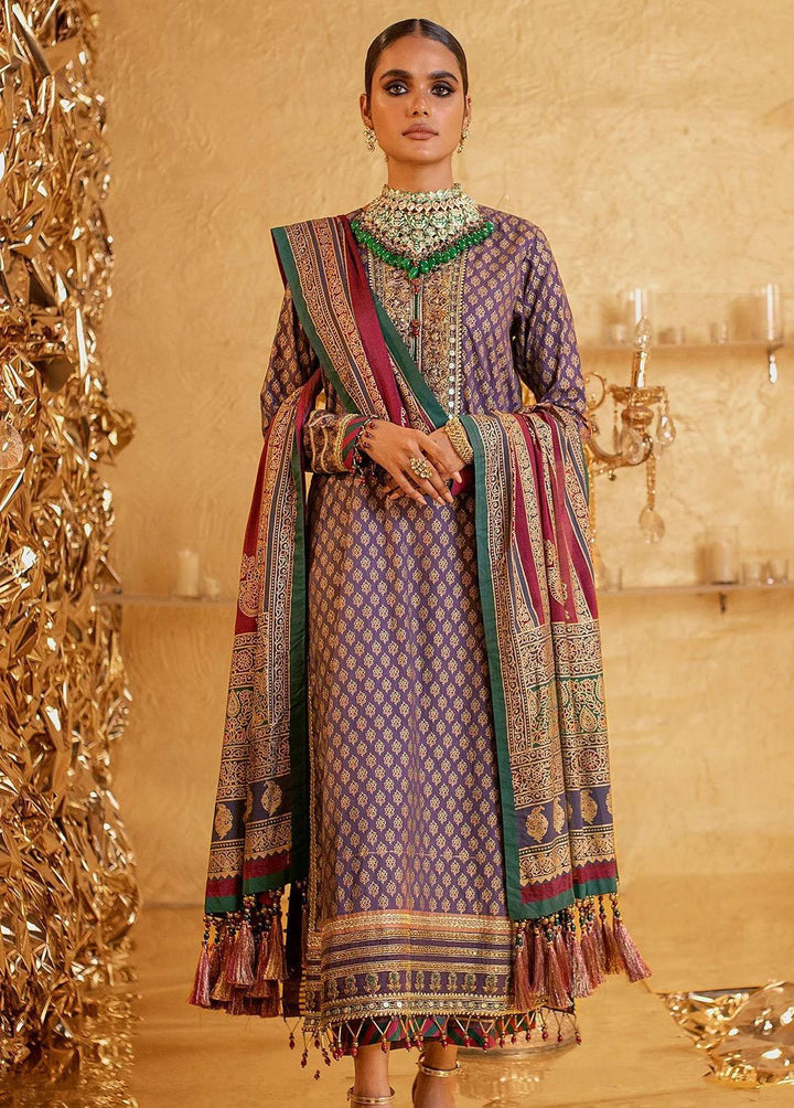 Al Karam Embroidered Lawn Suits Unstitched 2 Piece AK22FW FC-W-20H-22-3-Dark Purple - Festive Collection