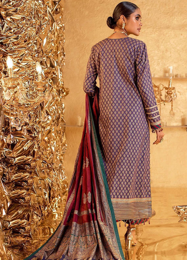 Al Karam Embroidered Lawn Suits Unstitched 2 Piece AK22FW FC-W-20H-22-3-Dark Purple - Festive Collection