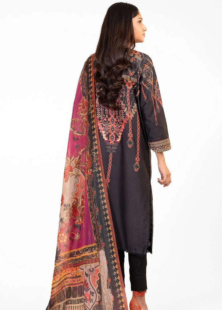 Al Karam Printed Cotton Satin Suits Unstitched 3 Piece AK22FW FW-35-22-Black - Festive Collection