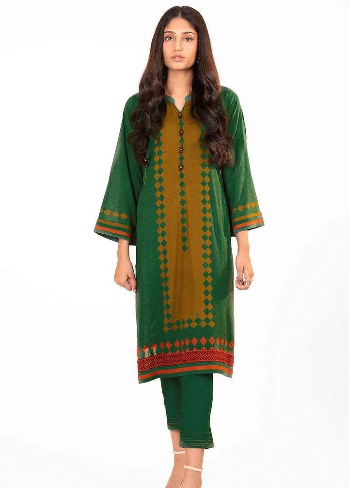 Al Karam Printed Viscose Suits Unstitched 2 Piece AK22FW FW-40.1-22-Green - Festive Collection