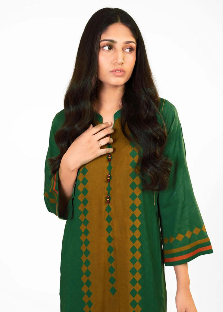 Al Karam Printed Viscose Suits Unstitched 2 Piece AK22FW FW-40.1-22-Green - Festive Collection