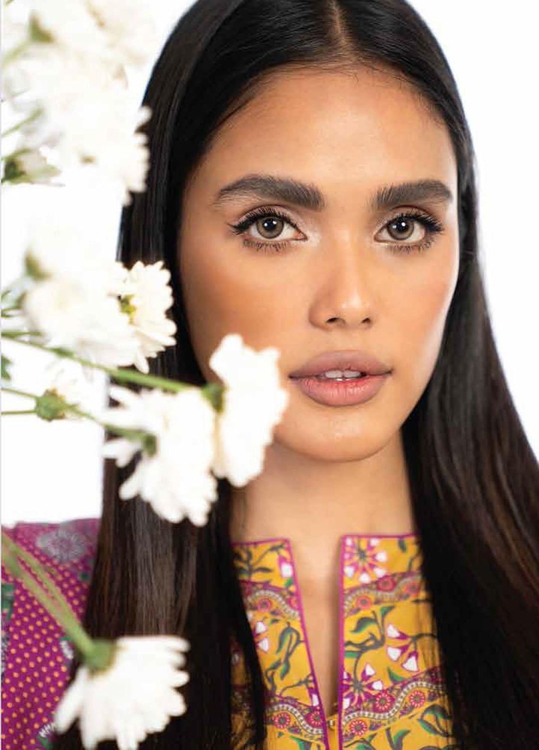 Al Karam Printed Lawn Suits Unstitched 3 Piece AK23SSL SS-11.1-23-Mustard - Summer Collection