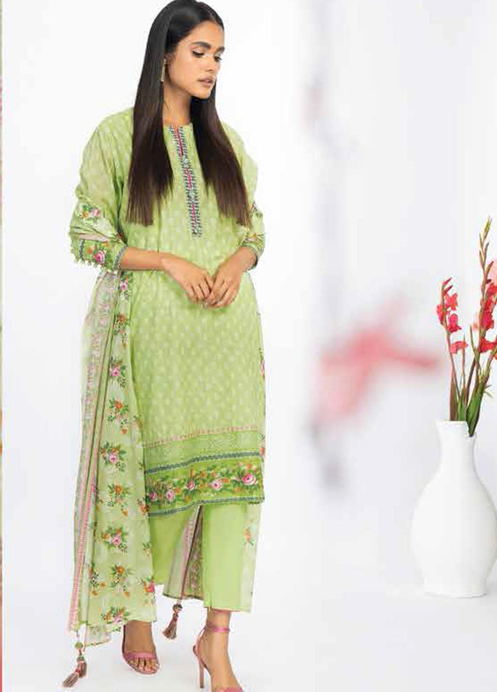 Al Karam Printed Lawn Suits Unstitched 3 Piece AK23SSL SS-35.1-23-Green - Summer Collection