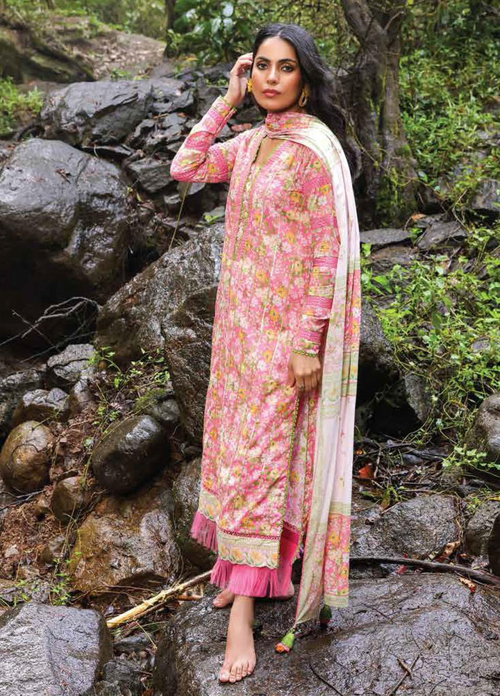 Al Karam Printed Lawn Suits Unstitched 3 Piece AK23SSL SS-36.1-23-Pink - Summer Collection