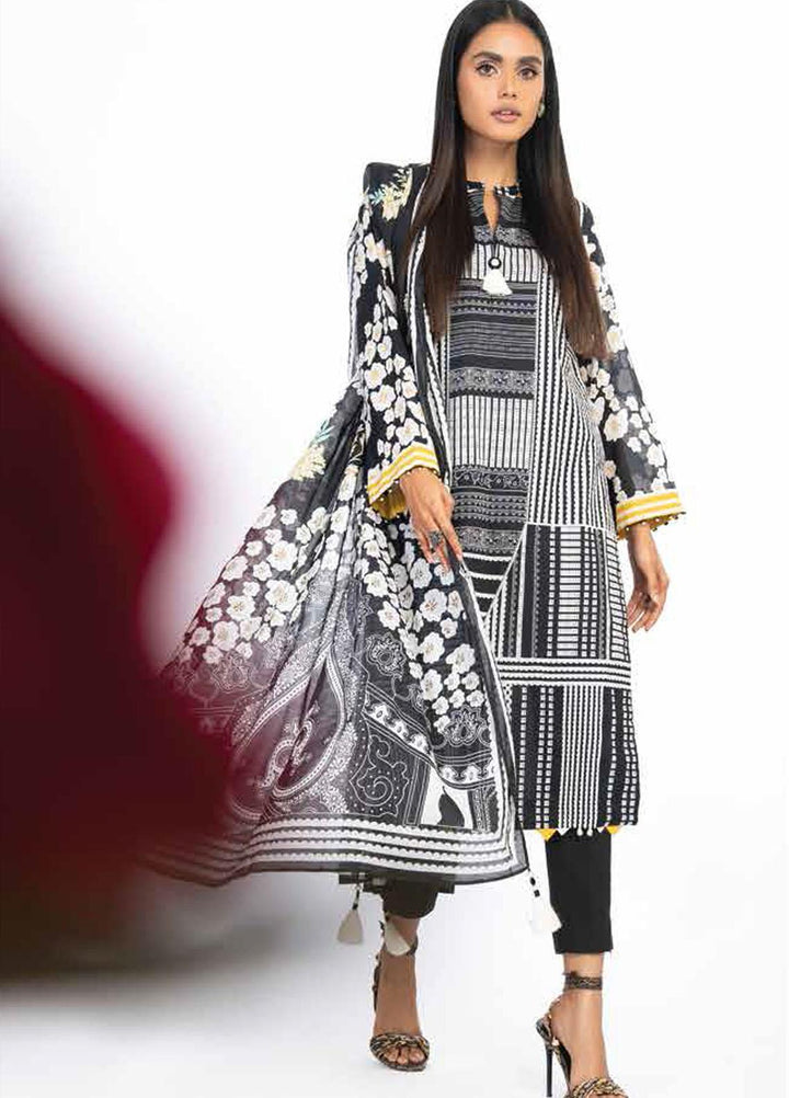 Al Karam Printed Lawn Suits Unstitched 3 Piece AK23SSL SS-36-23-Black - Summer Collection