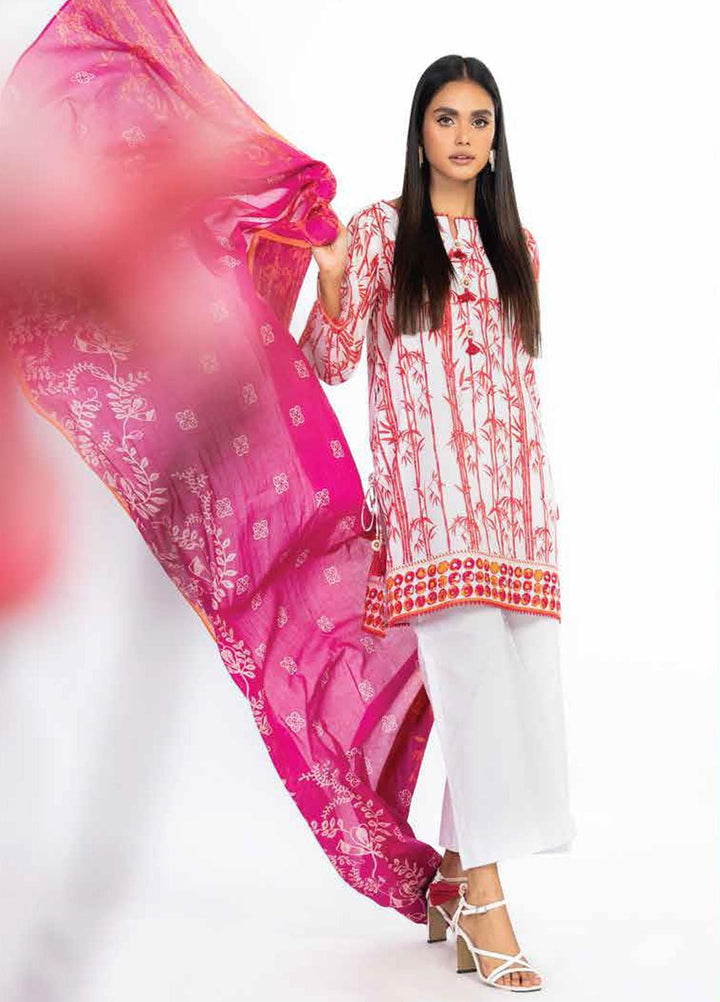 Al Karam Printed Lawn Suits Unstitched 3 Piece AK23SSL SS-40-23-Magenta - Summer Collection
