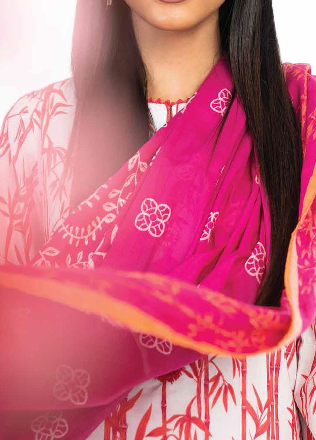 Al Karam Printed Lawn Suits Unstitched 3 Piece AK23SSL SS-40-23-Magenta - Summer Collection