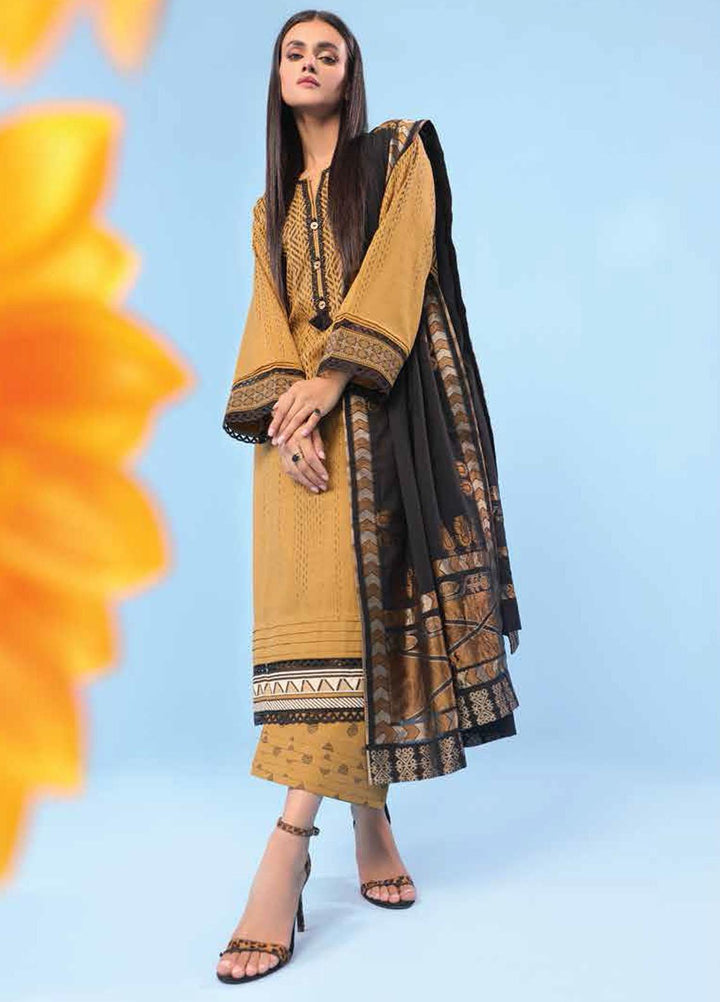 Al Karam Printed Lawn Suits Unstitched 3 Piece AK23SSL SS-17.1-23-Brown - Summer Collection