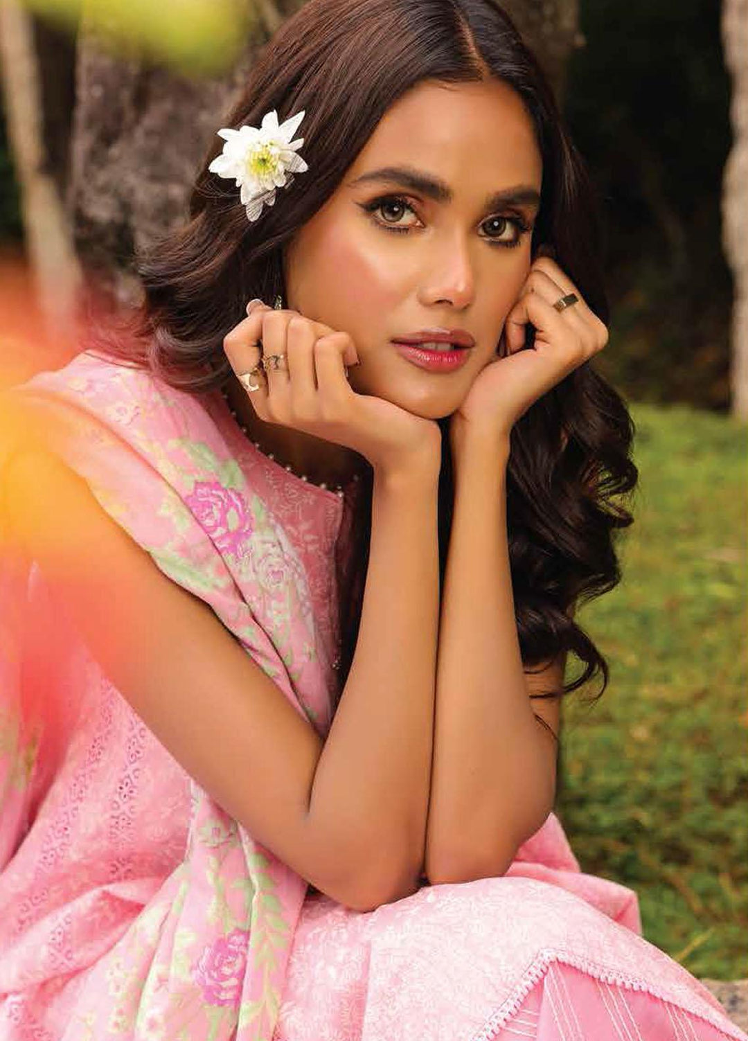 Al Karam Printed Lawn Suits Unstitched 3 Piece AK23SSL SS-45.1-23-Pink - Summer Collection