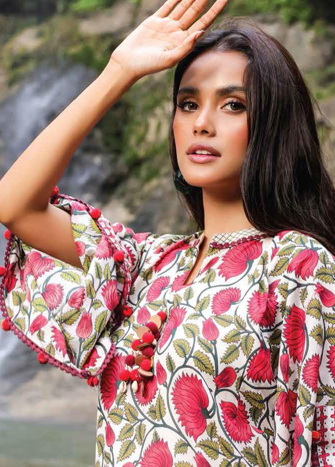 Al Karam Printed Lawn Suits Unstitched 2 Piece AK23SSL SS-40-2-23-Off White - Summer Collection