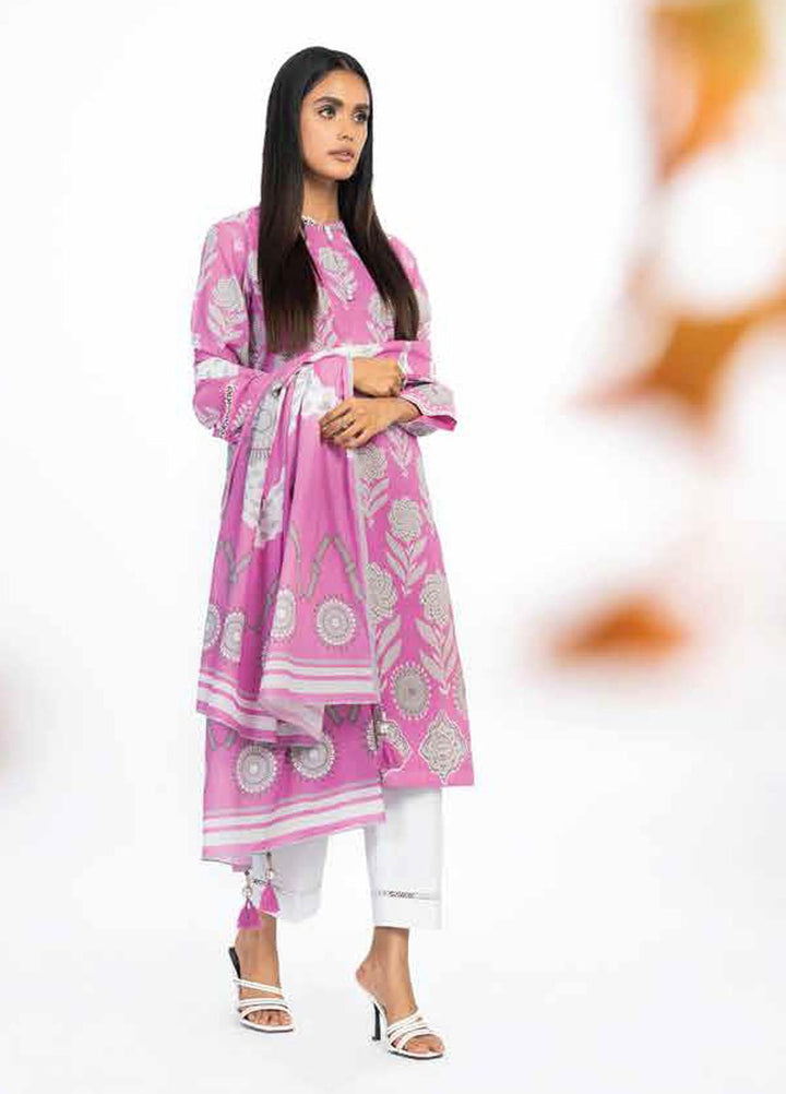 Al Karam Printed Lawn Suits Unstitched 2 Piece AK23SSL SS-51-23-Pink - Summer Collection