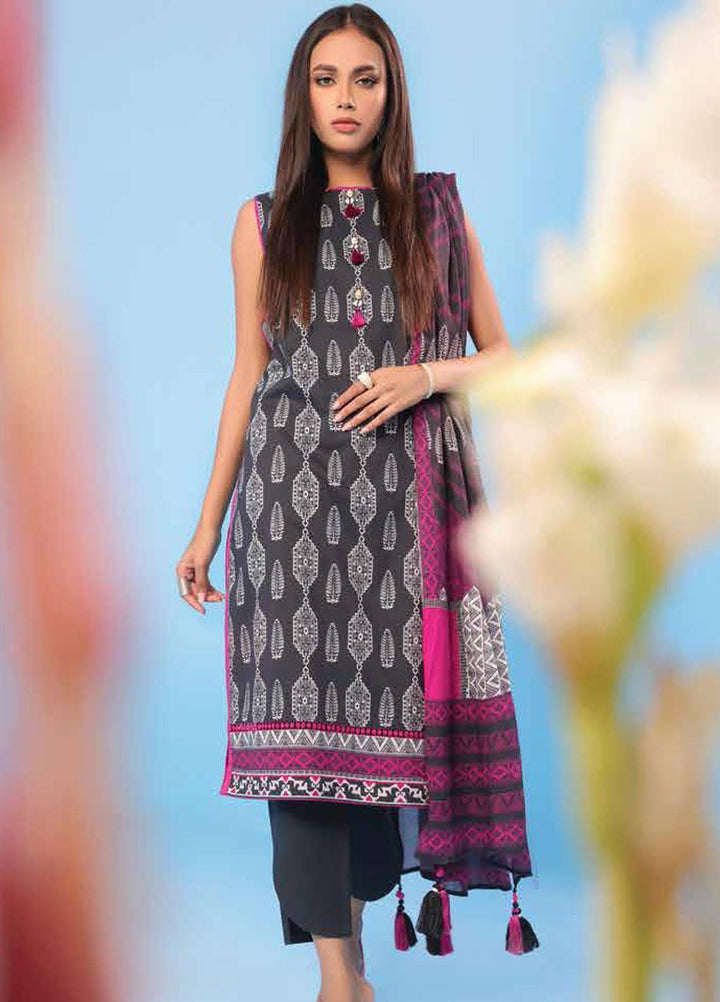 Al Karam Printed Lawn Suits Unstitched 2 Piece AK23SSL SS-52-23-Black - Summer Collection