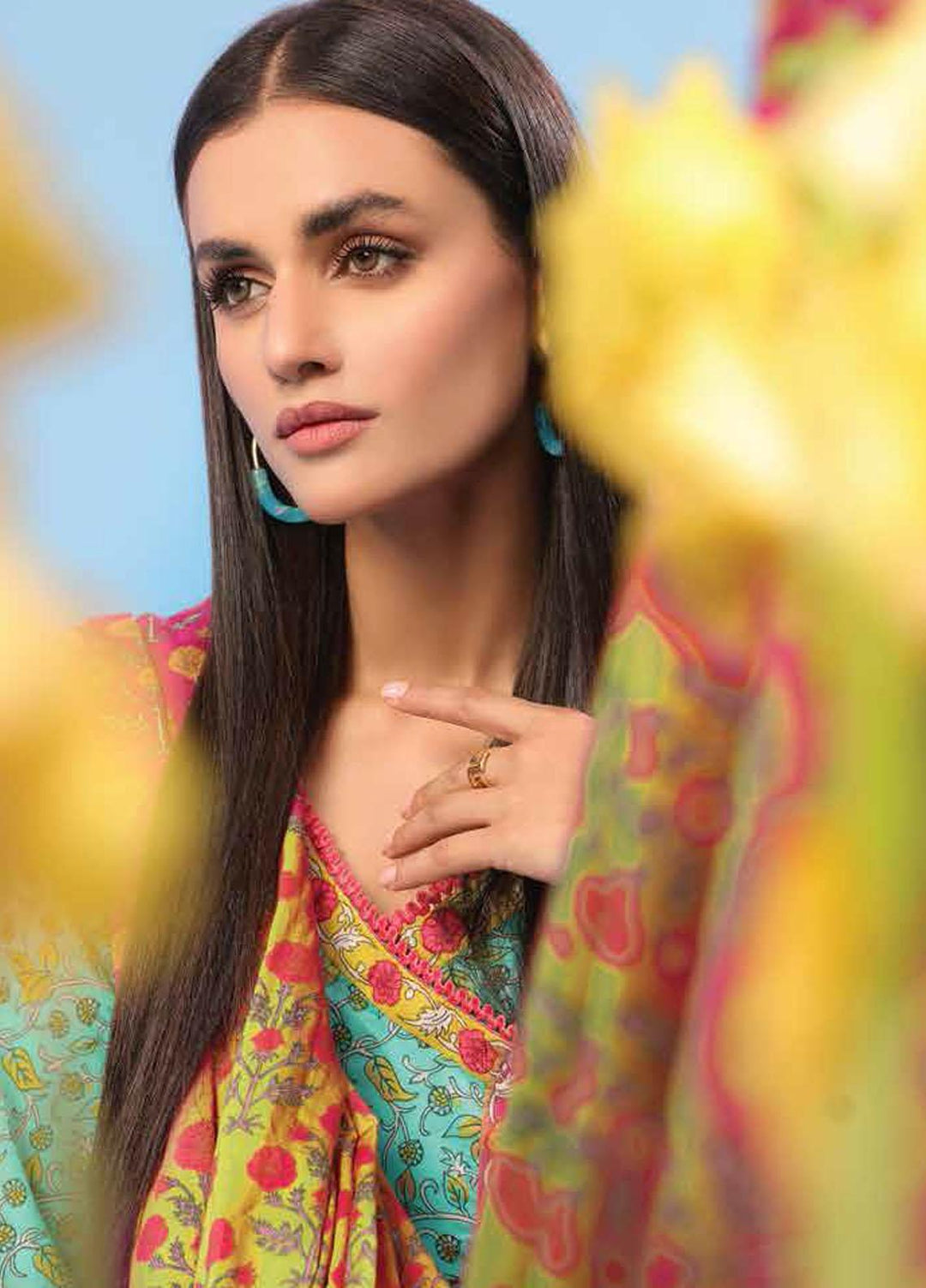 Al Karam Printed Lawn Suits Unstitched 2 Piece AK23SSL SS-57.1-23-Turqouise - Summer Collection