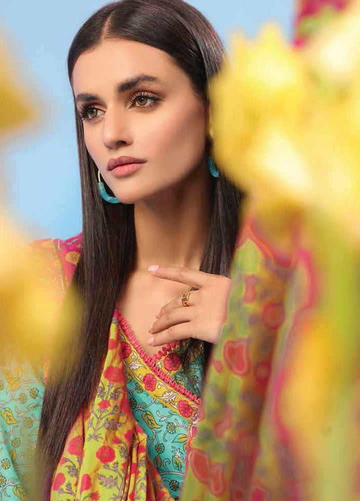 Al Karam Printed Lawn Suits Unstitched 2 Piece AK23SSL SS-57.1-23-Turqouise - Summer Collection
