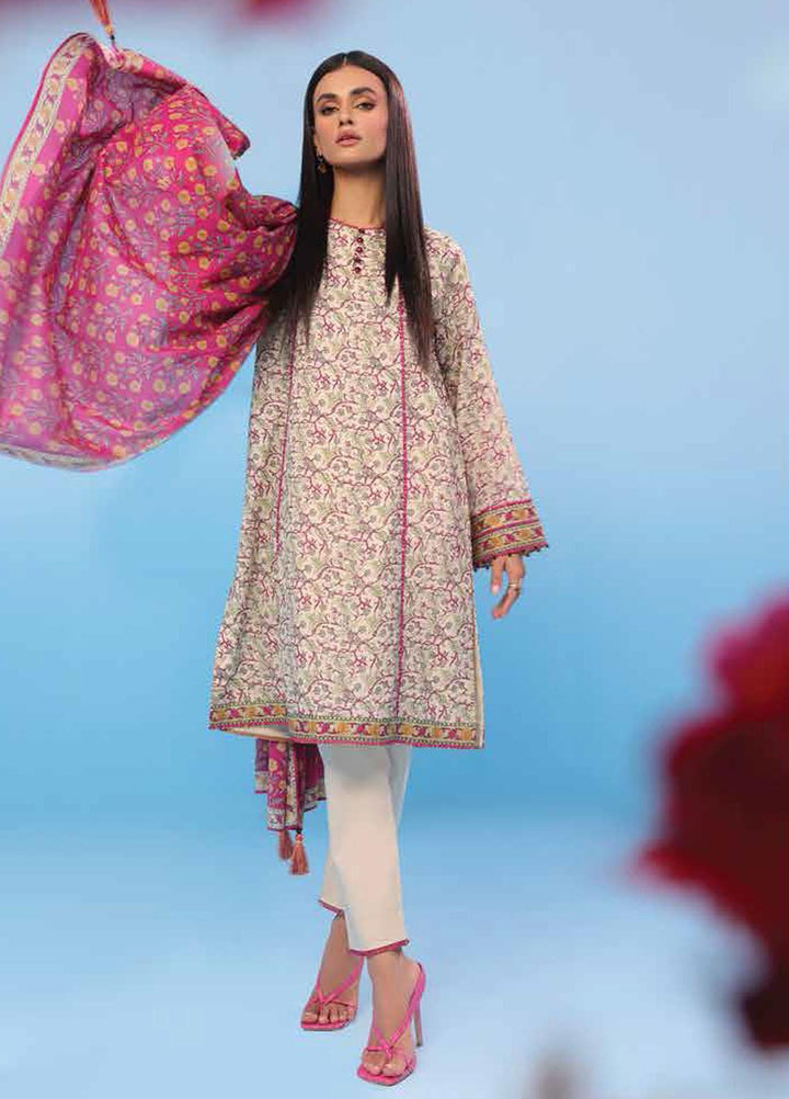 Al Karam Printed Lawn Suits Unstitched 2 Piece AK23SSL SS-57.1-23-Off White - Summer Collection