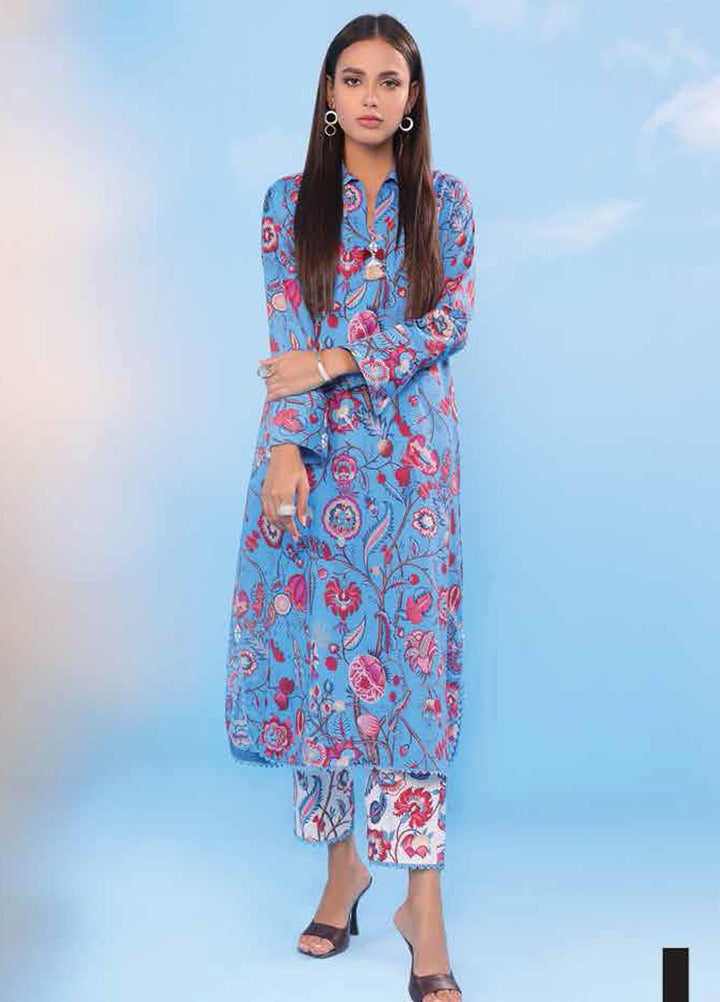 Al Karam Printed Lawn Suits Unstitched 2 Piece AK23SSL SS-63-23-Blue - Summer Collection