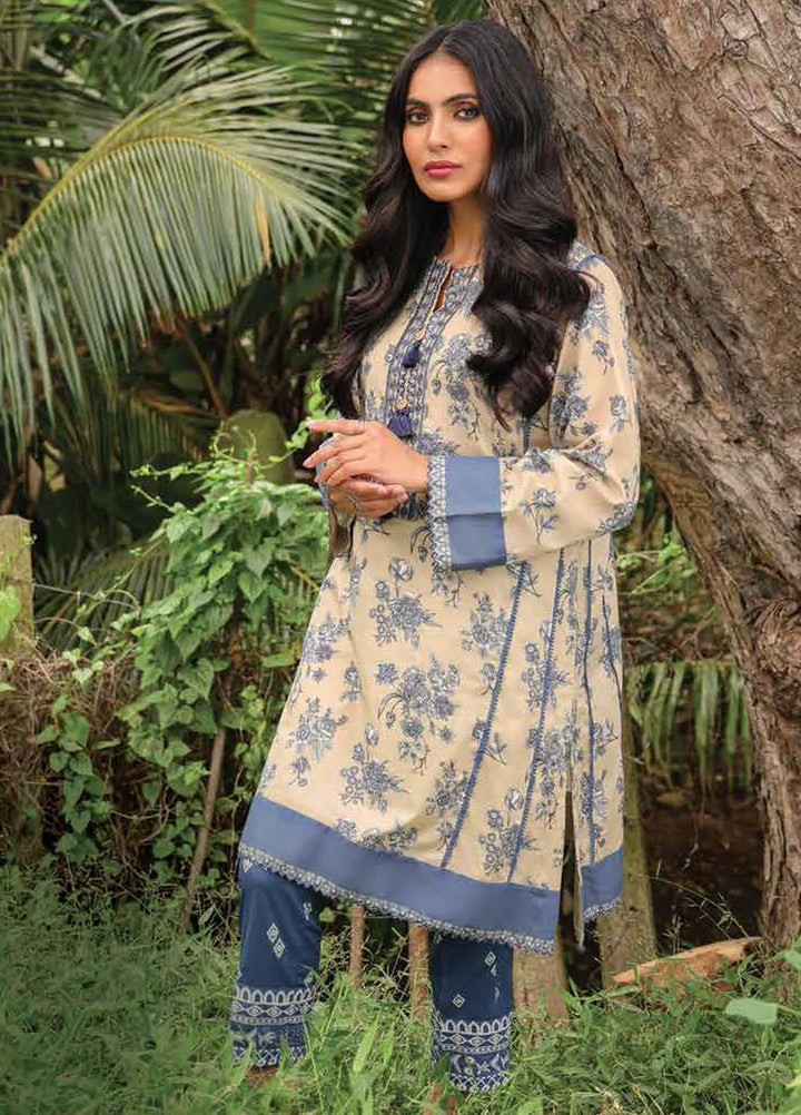 Al Karam EmbroideRed Slub Suits Unstitched 2 Piece AK23SSL SS-11-23-Beige - Summer Collection