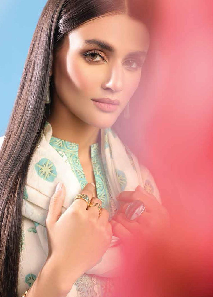 Al Karam Printed Lawn Suits Unstitched 3 Piece AK23SSL SS-35-23-Cream - Summer Collection