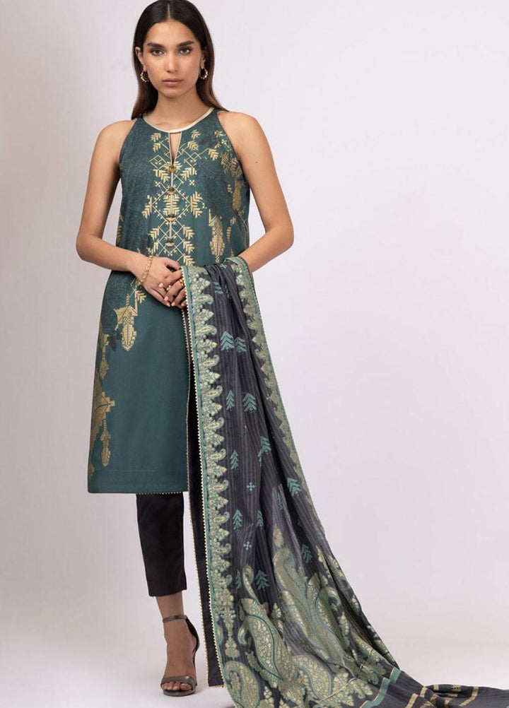 Al Karam Printed Lawn Suits Unstitched 3 Piece AK22S SS-36-22 Sea Green - Summer Collection
