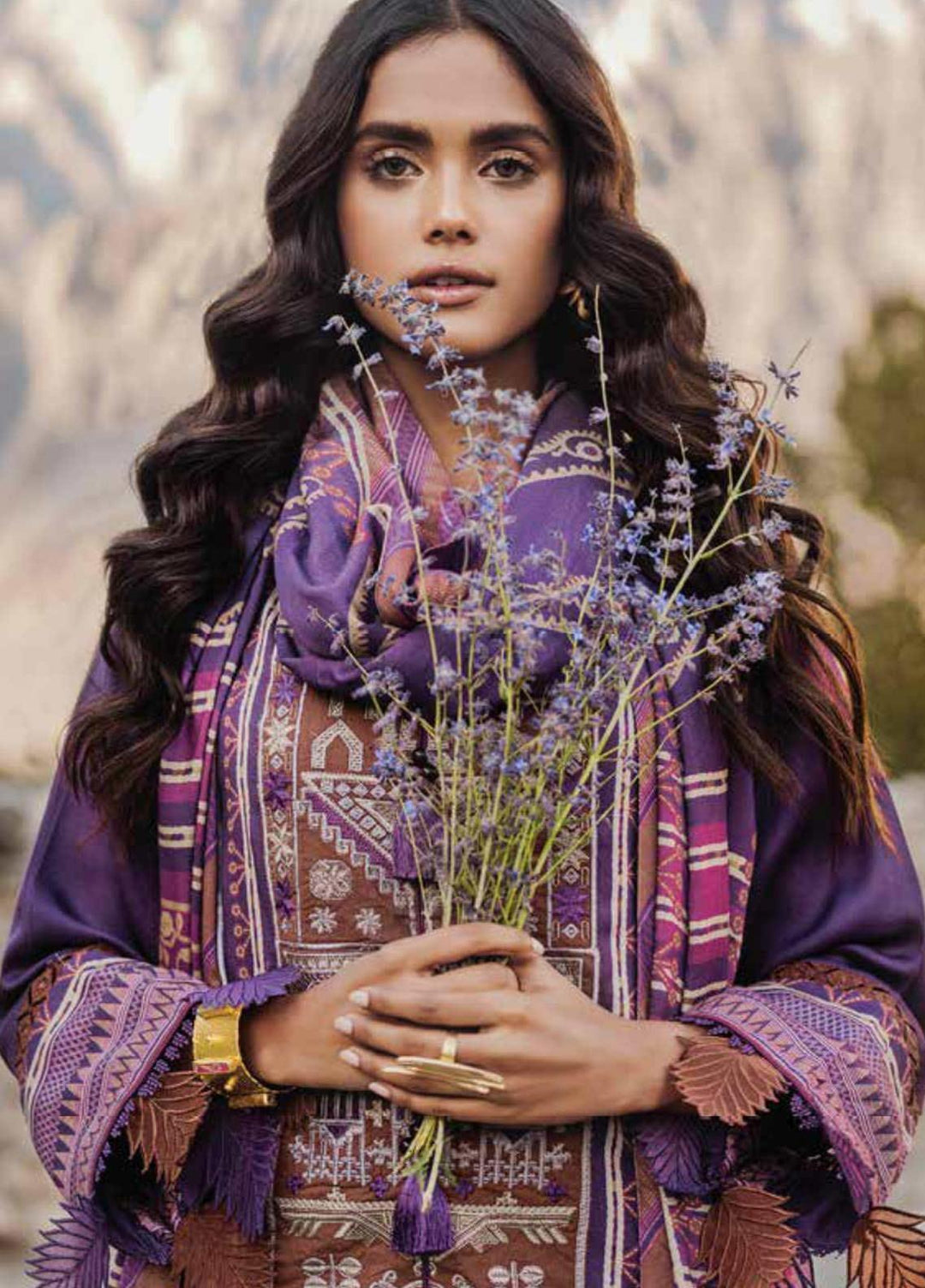 Al Karam Embroidered Twill Viscose Suits Unstitched 3 Piece AK21W FW-10-21 Magenta - Winter Collection