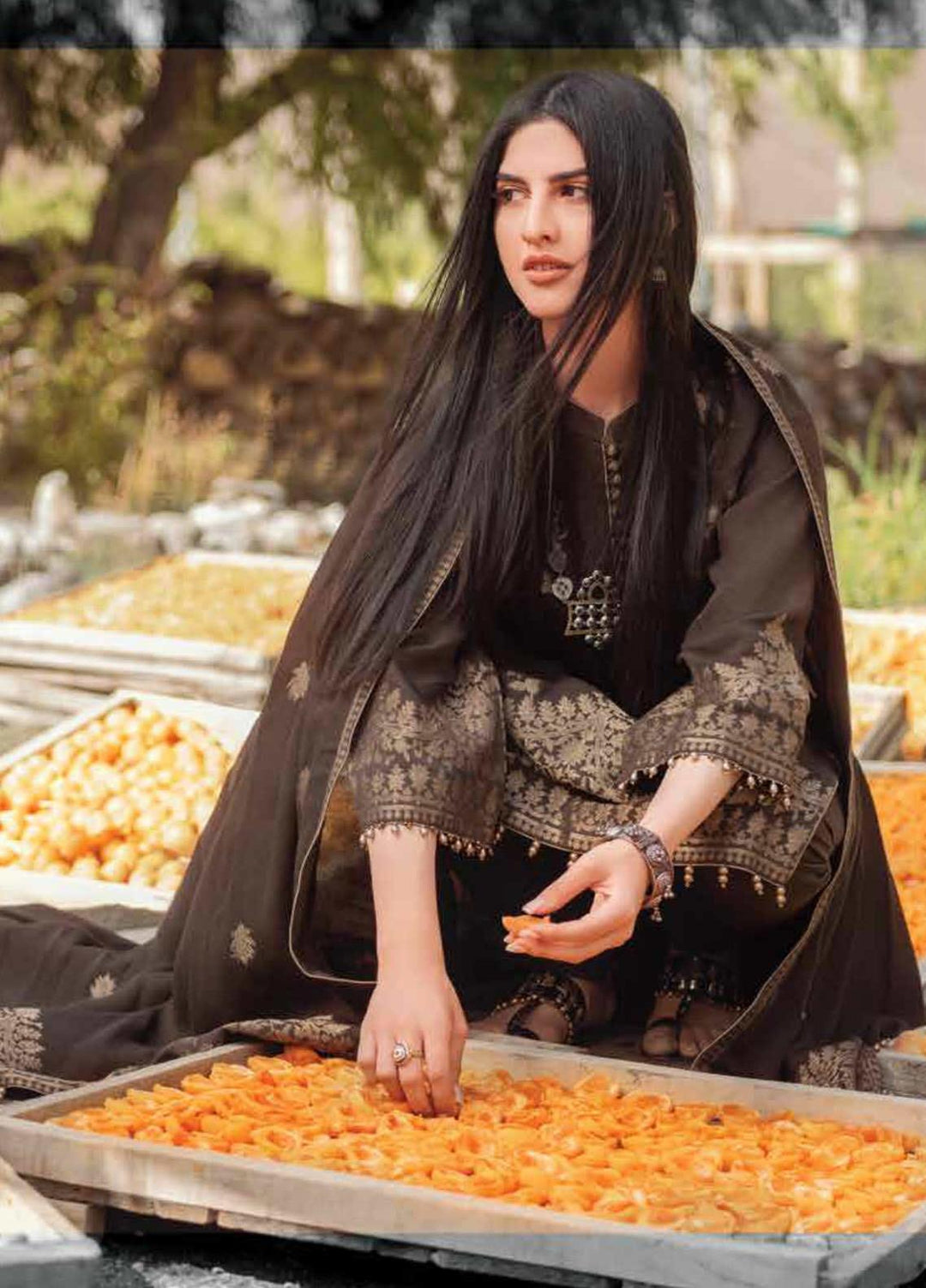 Al Karam Embroidered Viscose Suits Unstitched 3 Piece AK21W FW-11.1-21 Brown - Winter Collection