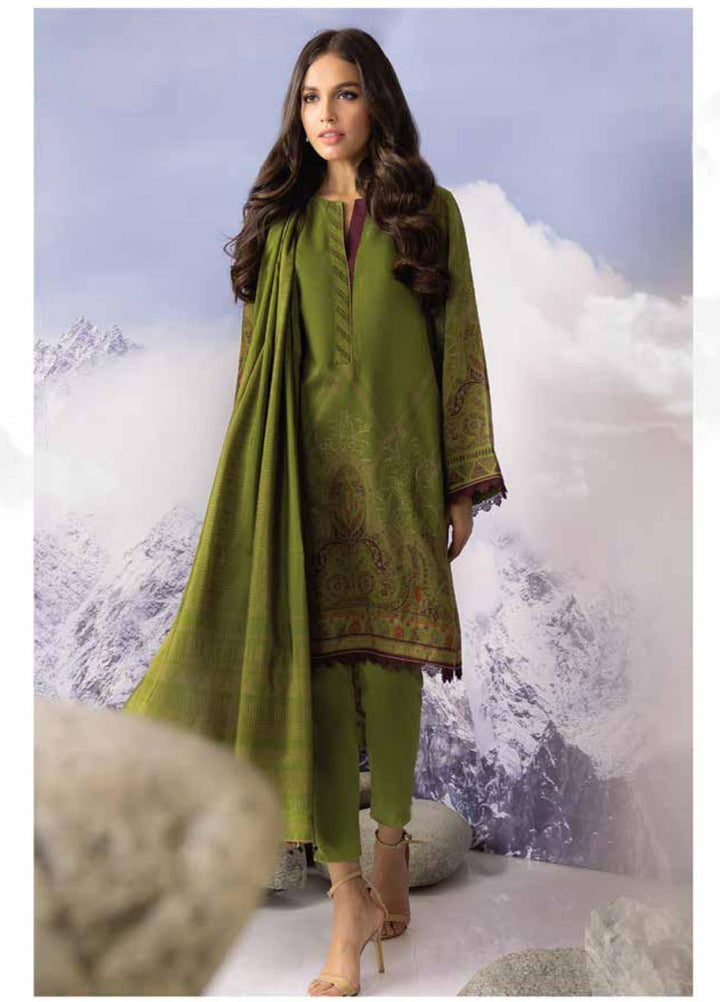 Al Karam Printed Viscose Suits Unstitched 3 Piece AK21W FW-14-21 Lime Green - Winter Collection