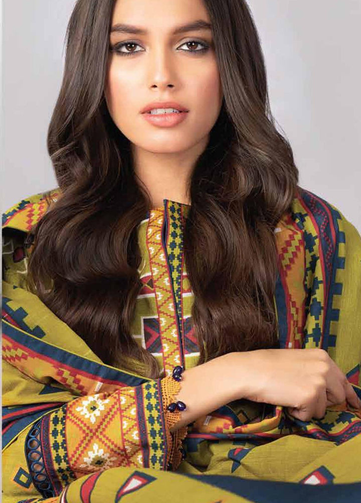 Al Karam Printed Khaddar Suits Unstitched 3 Piece AK21W FW-19.1-21 Green - Winter Collection
