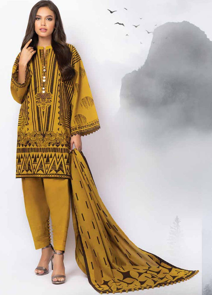 Al Karam Embroidered Karandi Suits Unstitched 3 Piece AK21W FW-22-21 Yellow - Winter Collection