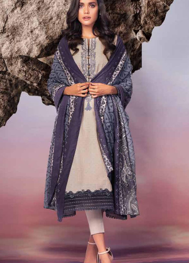 Al Karam Embroidered Karandi Suits Unstitched 3 Piece AK21W FW-22.1-21 Cream - Winter Collection