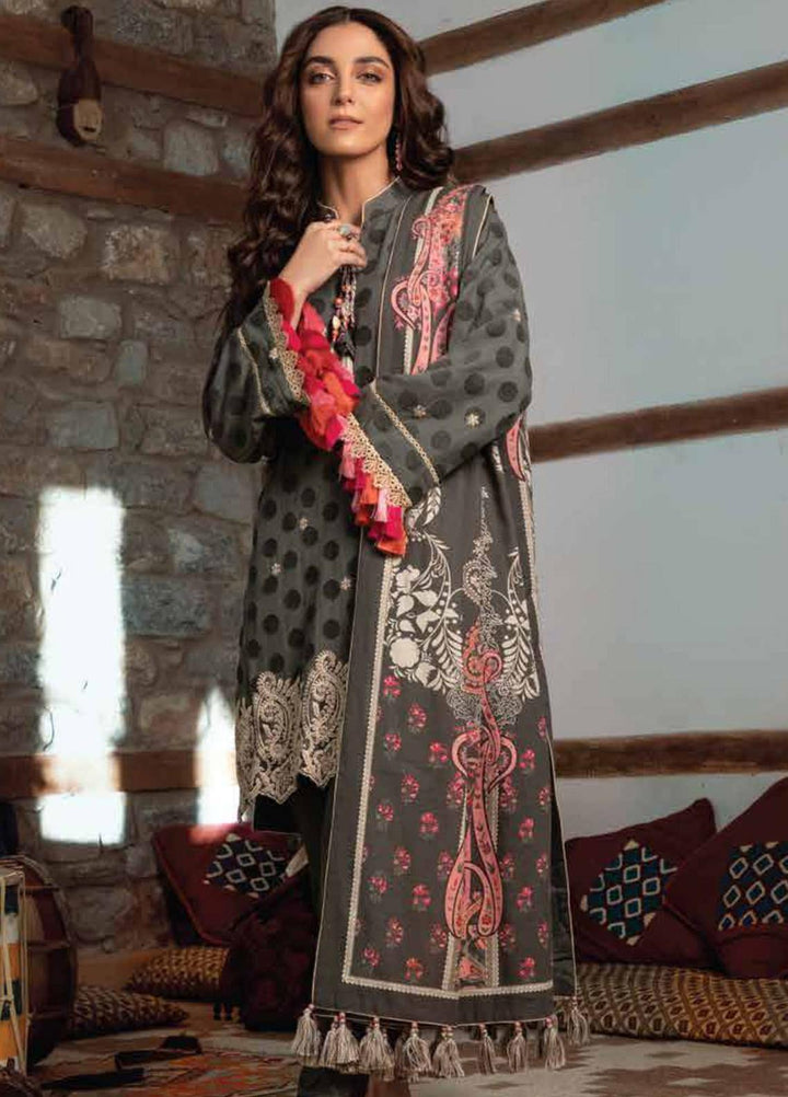 Al Karam Embroidered Jacquard Suits Unstitched 3 Piece AK21W FW-23.1-21 Grey - Winter Collection