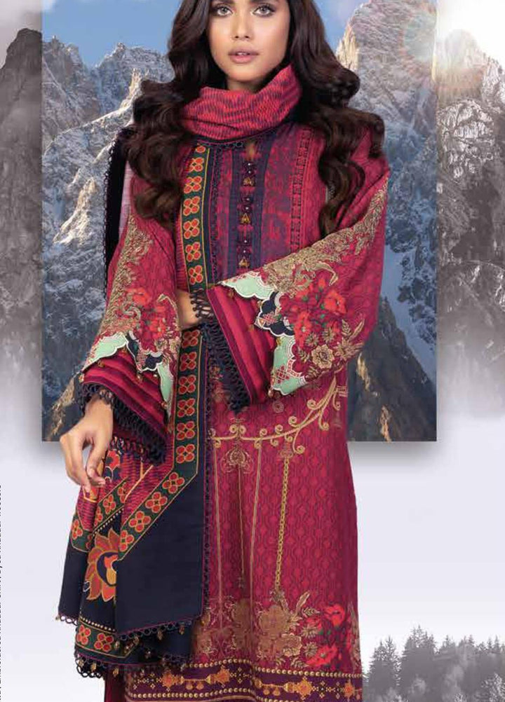 Al Karam Embroidered Khaddar Suits Unstitched 3 Piece AK21W FW-24.1-21 Red - Winter Collection