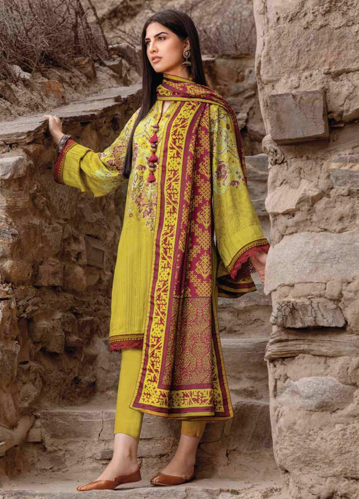 Al Karam Printed Twill Viscose Suits Unstitched 3 Piece AK21W FW-25-21 Green - Winter Collection