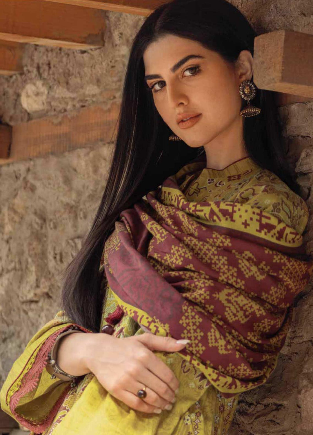 Al Karam Printed Twill Viscose Suits Unstitched 3 Piece AK21W FW-25-21 Green - Winter Collection