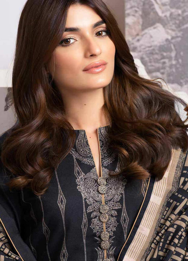 Al Karam Printed Khaddar Suits Unstitched 3 Piece AK21W FW-26-21 Black - Winter Collection