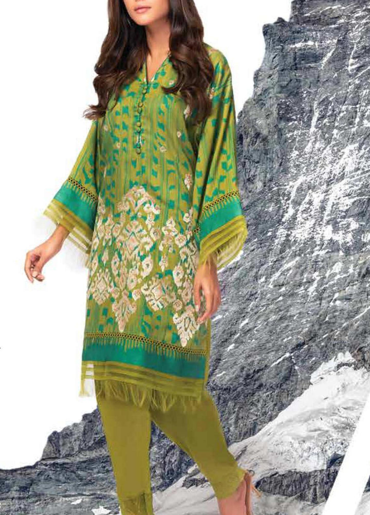 Al Karam Embroidered Cotail Viscose Suits Unstitched 2 Piece AK21W FW-28.1-21 Green - Winter Collection
