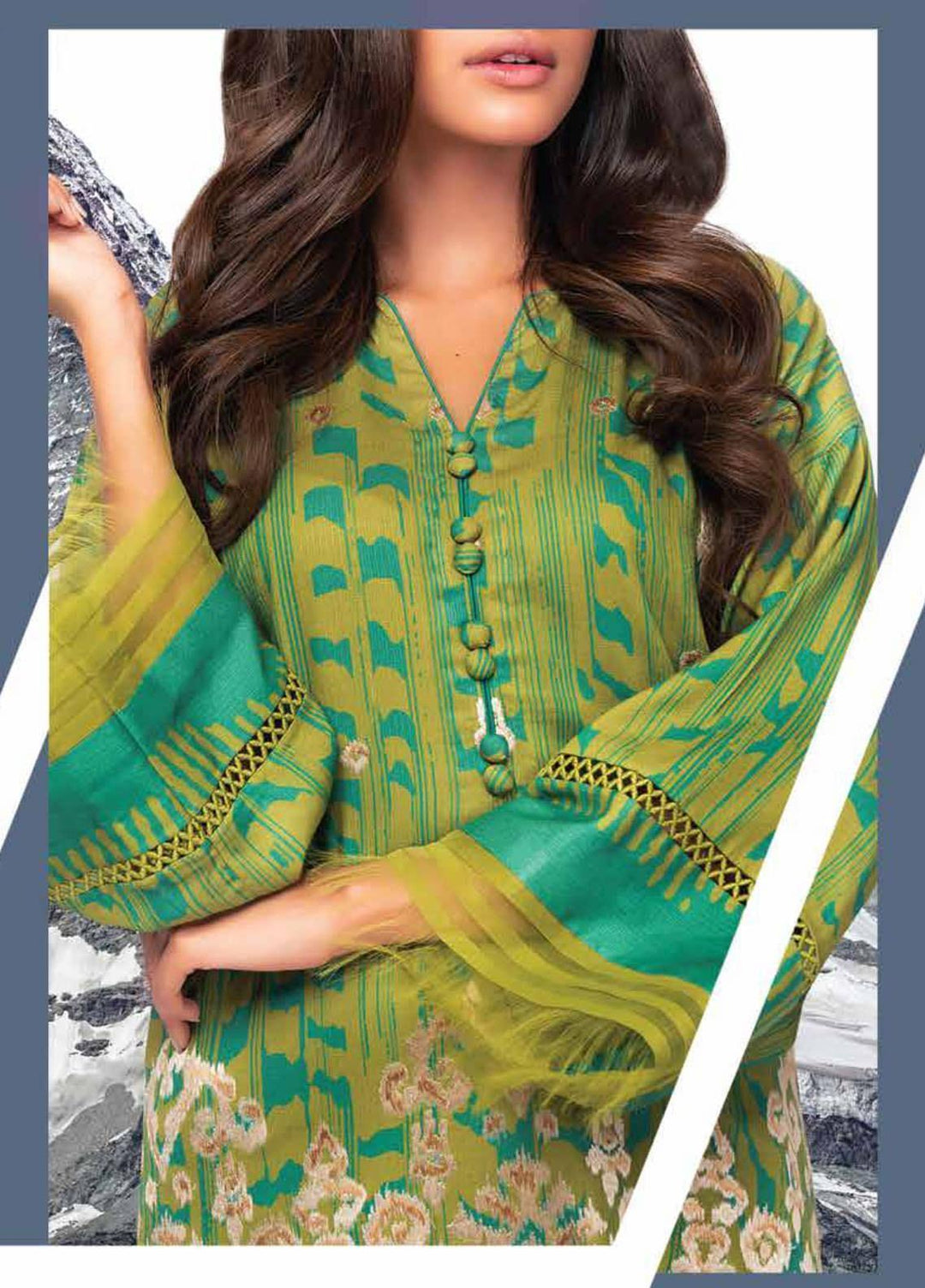 Al Karam Embroidered Cotail Viscose Suits Unstitched 2 Piece AK21W FW-28.1-21 Green - Winter Collection
