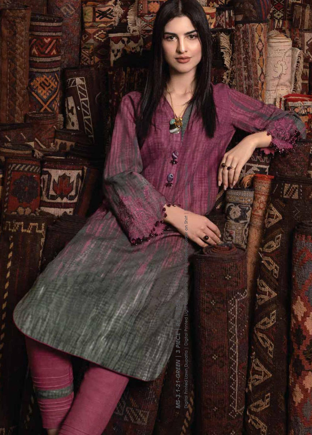 Al Karam Embroidered Khaddar Suits Unstitched 2 Piece AK21W FW-29-21 Pink - Winter Collection