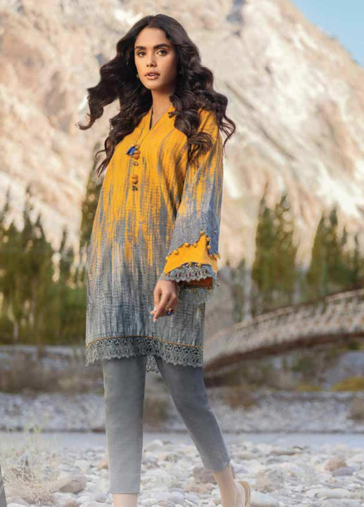 Al Karam Embroidered Khaddar Suits Unstitched 2 Piece AK21W FW-29-21 Yellow - Winter Collection
