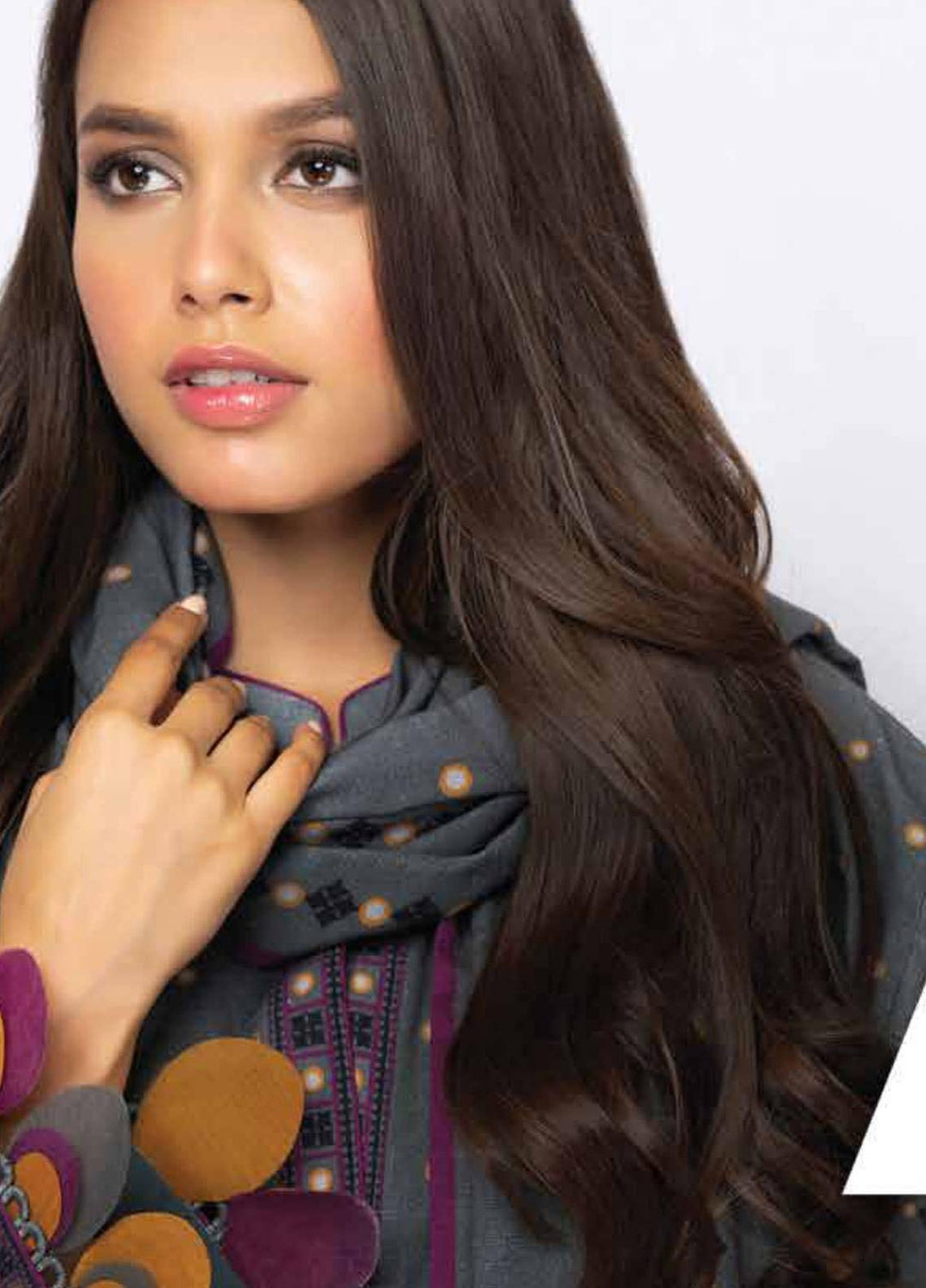 Al Karam Printed Khaddar Suits Unstitched 3 Piece AK21W FW-3.1-21 Grey - Winter Collection