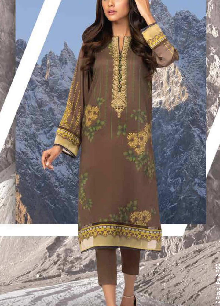 Al Karam Embroidered Viscose Suits Unstitched 2 Piece AK21W FW-30.1-21 Brown - Winter Collection