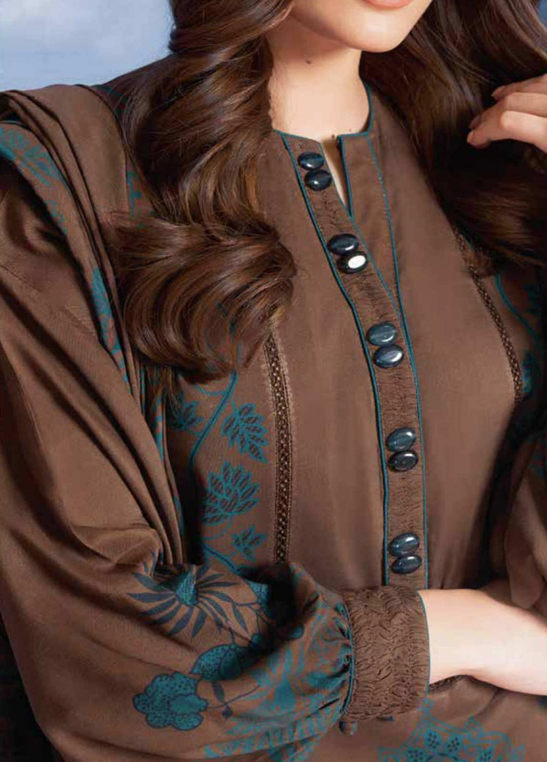 Al Karam Printed Viscose Suits Unstitched 2 Piece AK21W FW-42-21 Golden Beige - Winter Collection