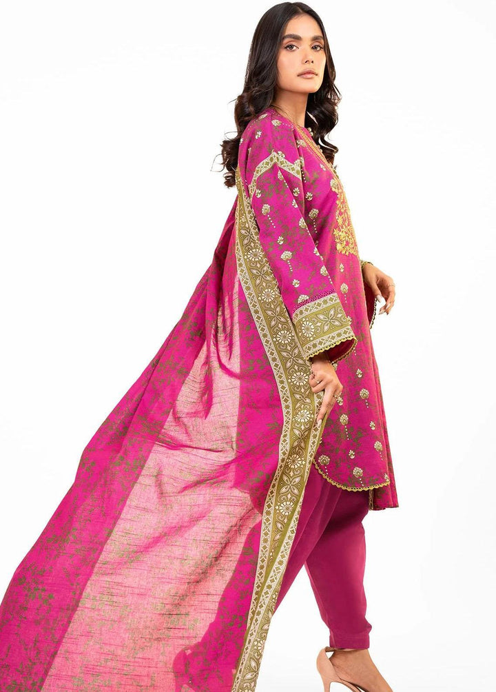 Al Karam Embroidered Khaddar Suits Unstitched 3 Piece AK22W FW-17.1-22-Magenta - Winter Collection