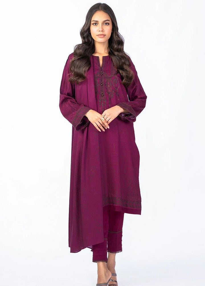 Al Karam Embroidered Viscose Suits Unstitched 3 Piece AK22W FW-19.1-22-Magenta - Winter Collection