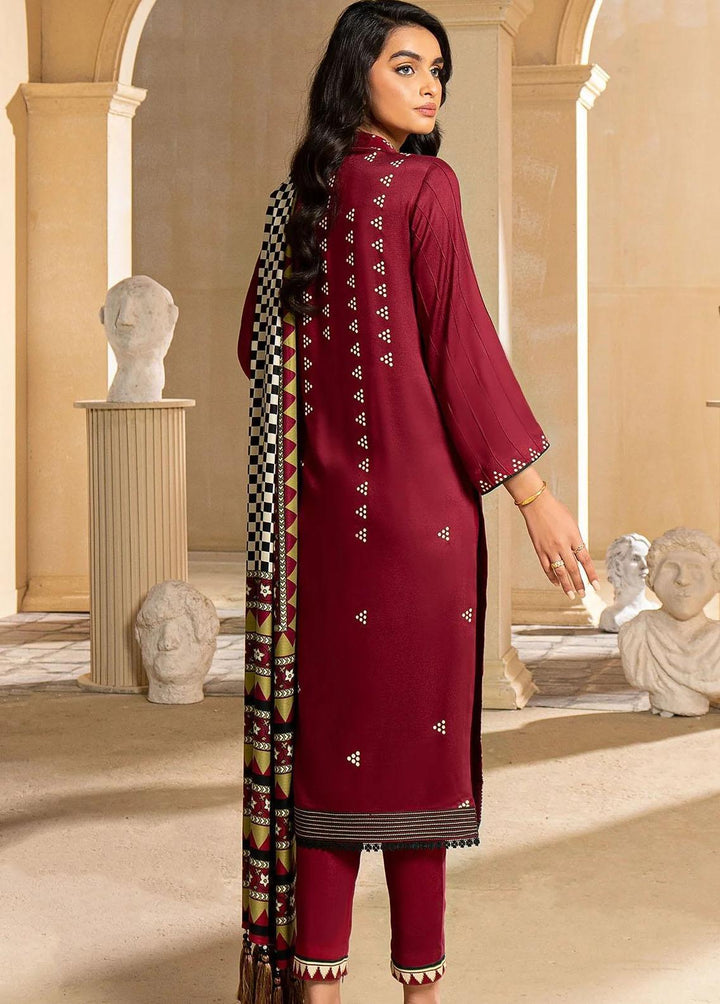 Al Karam Printed Viscose Suits Unstitched 3 Piece AK22W FW-28.1-22-Red - Winter Collection