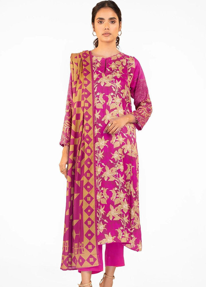 Al Karam Printed Viscose Suits Unstitched 3 Piece AK22W FW-30-22-Pink - Winter Collection