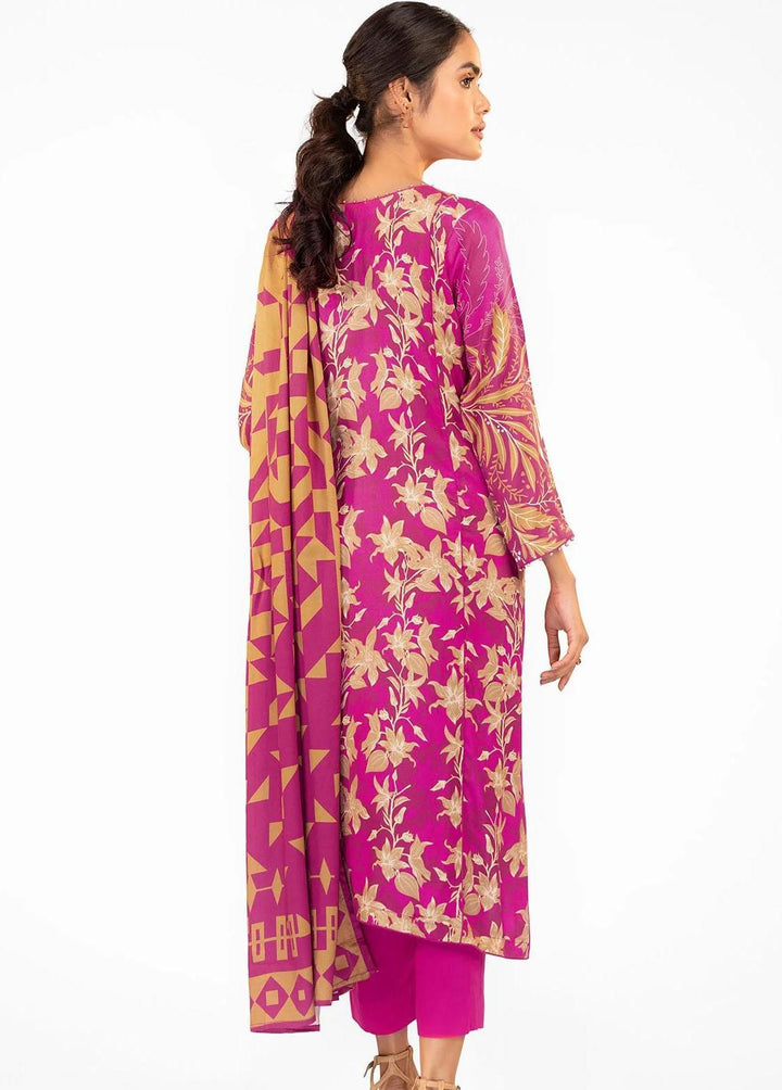 Al Karam Printed Viscose Suits Unstitched 3 Piece AK22W FW-30-22-Pink - Winter Collection