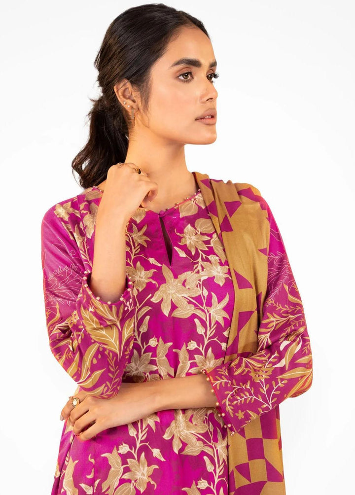 Al Karam Printed Viscose Suits Unstitched 3 Piece AK22W FW-30-22-Pink - Winter Collection